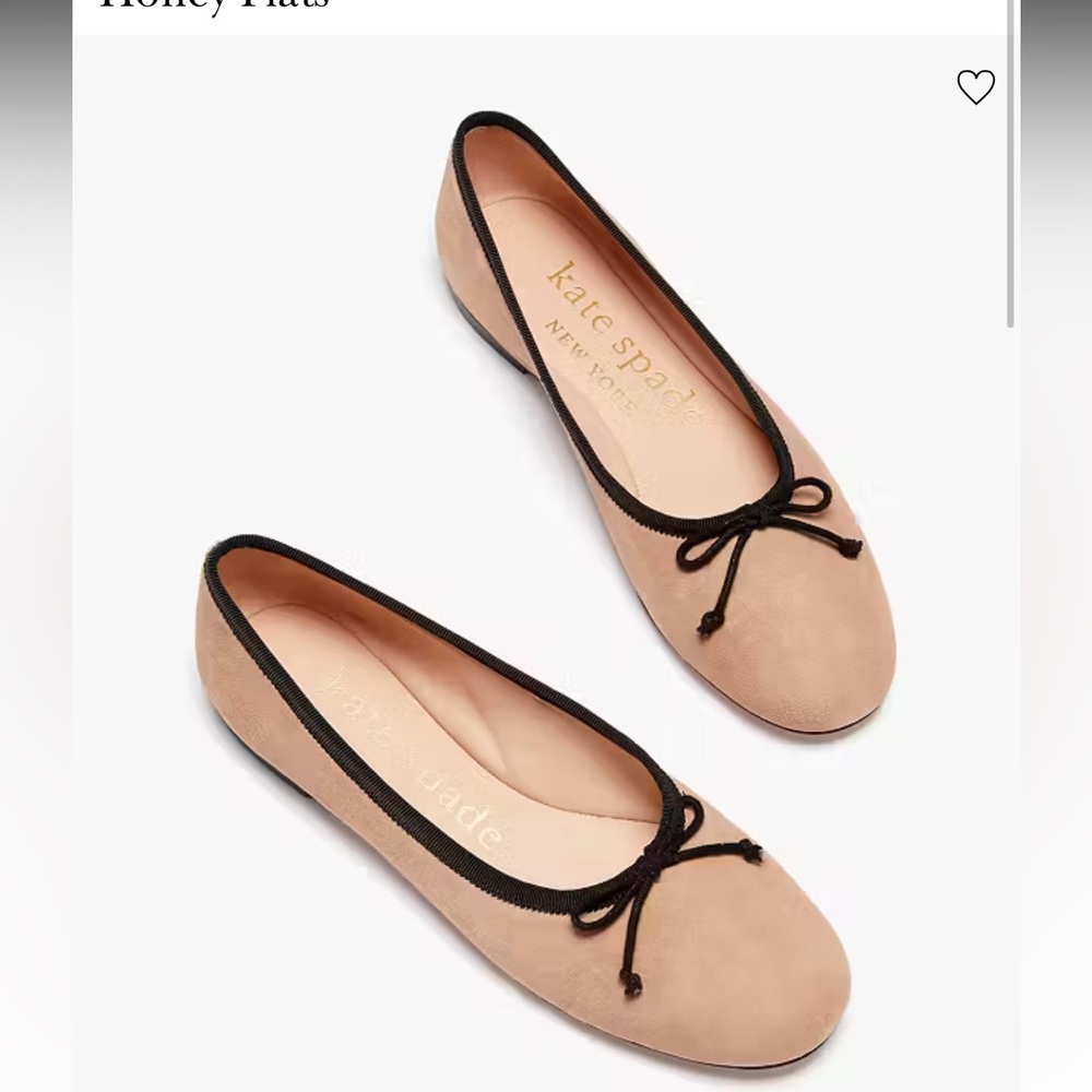 Kate Spade New York Honey Bow Ballerina flats 8.5 light fawn tan back accent
